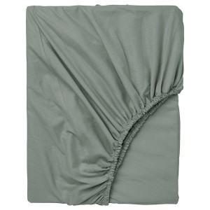 IKEA DVALA fitted sheet, King Gray / Green, Ikea Outlet | 6245JXFTI