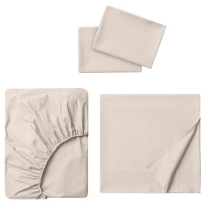 IKEA DVALA sheet set, Full/Double Beige, Ikea Outlet | 5267DWTIG