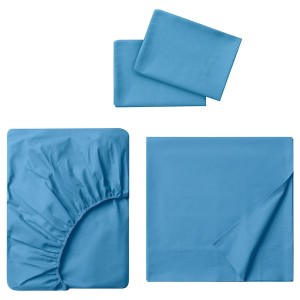 IKEA DVALA sheet set, King Blue, Ikea Outlet | 1423GPHMW