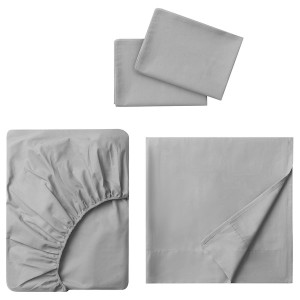 IKEA DVALA sheet set, Queen Light Gray, Ikea Outlet | 1785JVZUH