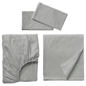 IKEA DVALA sheet set, Queen Light Gray, Ikea Outlet | 7038EBVPD