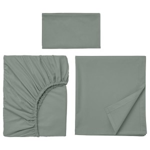IKEA DVALA sheet set, Twin Gray / Green, Ikea Outlet | 4965EDNZC