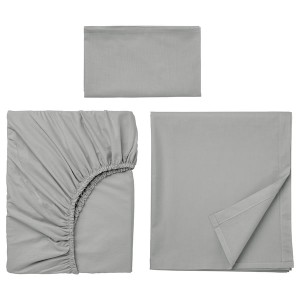 IKEA DVALA sheet set, Twin Light Gray, Ikea Outlet | 5892WGYJZ
