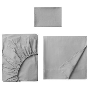 IKEA DVALA sheet set, Twin Light Gray, Ikea Outlet | 7253NRLCB