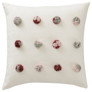 IKEA DVÄRGNARV cushion cover, multicolor/handmade pompon, 20x20 in, Ikea Outlet | 4635OHMGL