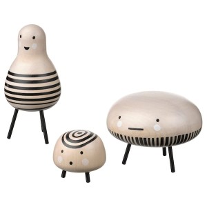 IKEA DVÄRGTALL decorative figure, set of 3, solid wood/black, Ikea Outlet | 5408EIAGY