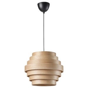 IKEA DYKARKLOCKA / HEMMA pendant lamp, white stained oak veneer/black, 16 in Black, Ikea Outlet | 3821WJFLY