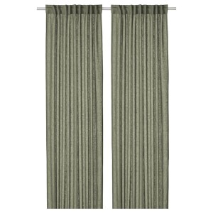 IKEA DYTÅG curtains, 1 pair, 57x98 in Gray / Green, Ikea Outlet | 6830YOSJZ