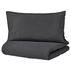 IKEA DYTÅG duvet cover and pillowcase(s), Full/Queen (Double/Queen) Dark Gray, Ikea Outlet | 6241NKYLF