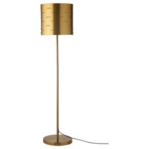 IKEA EBBEMÅLA floor lamp with LED bulb, brass color, Ikea Outlet | 2480FPONS