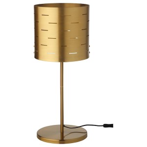 IKEA EBBEMÅLA table lamp with LED bulb, brass color, 25 in, Ikea Outlet | 8307KCTFJ