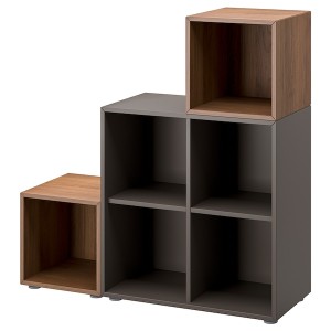 IKEA EKET storage combination with feet, 41 3/8x13 3/4x42 1/8 in Dark Gray / Walnut, Ikea Outlet | 7126PSHQV