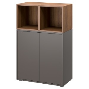 IKEA EKET storage combination with feet, 27 1/2x13 3/4x42 1/8 in Dark Gray / Walnut Effect, Ikea Outlet | 0829UTDOM