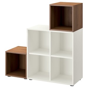 IKEA EKET storage combination with feet, 41 3/8x13 3/4x42 1/8 in White / Walnut Effect, Ikea Outlet | 7905AZUGT