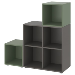 IKEA EKET storage combination with feet, 41 3/8x13 3/4x42 1/8 in Dark Gray / Gray / Green, Ikea Outlet | 2978REIYL