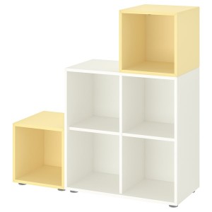 IKEA EKET storage combination with feet, 41 3/8x13 3/4x42 1/8 in White / Pale Yellow, Ikea Outlet | 0528ZFMSV