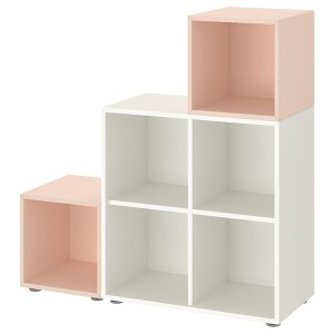 IKEA EKET storage combination with feet, 41 3/8x13 3/4x42 1/8 in White / Pale Pink, Ikea Outlet | 8079XMERO