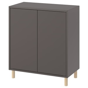 IKEA EKET storage combination with legs, 27 1/2x13 3/4x31 1/2 in Dark Gray / Wood, Ikea Outlet | 2574MDWST