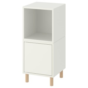 IKEA EKET storage combination with legs, 13 3/4x13 3/4x31 1/2 in White / Wood, Ikea Outlet | 5604XCVAK