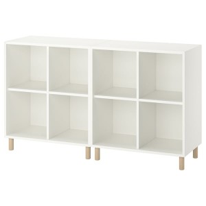 IKEA EKET storage combination with legs, 55 1/8x13 3/4x31 1/2 in White / Wood, Ikea Outlet | 9723XJMAQ