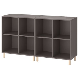 IKEA EKET storage combination with legs, 55 1/8x13 3/4x31 1/2 in Dark Gray / Wood, Ikea Outlet | 5470EPLGY