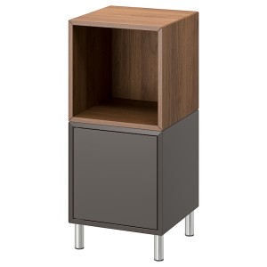 IKEA EKET storage combination with legs, 13 3/4x13 3/4x31 1/2 in Dark Gray / Walnut Effect, Ikea Outlet | 7215XACWJ