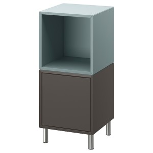 IKEA EKET storage combination with legs, 13 3/4x13 3/4x31 1/2 in Dark Gray Light Gray / Blue / Metal, Ikea Outlet | 4251KYXHI