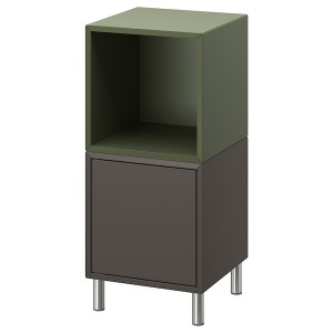 IKEA EKET storage combination with legs, 13 3/4x13 3/4x31 1/2 in Dark Gray Gray / Green / Metal, Ikea Outlet | 3456AHQZI