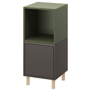 IKEA EKET storage combination with legs, 13 3/4x13 3/4x31 1/2 in Dark Gray Gray / Green / Wood, Ikea Outlet | 1423OUPQN
