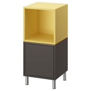 IKEA EKET storage combination with legs, 13 3/4x13 3/4x31 1/2 in Dark Gray Pale Yellow / Metal, Ikea Outlet | 0471IVODX