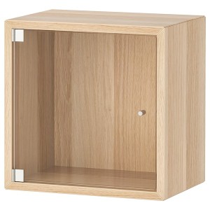 IKEA EKET wall cabinet with glass door, 13 3/4x9 7/8x13 3/4 in White Stained Oak Effect, Ikea Outlet | 6495FESIT