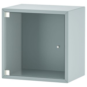 IKEA EKET wall cabinet with glass door, 13 3/4x9 7/8x13 3/4 in Light Gray / Blue, Ikea Outlet | 8302CGWOQ