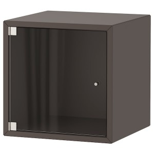 IKEA EKET wall cabinet with glass door, 13 3/4x13 3/4x13 3/4 in Dark Gray, Ikea Outlet | 1289OGYBL