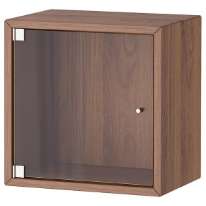 IKEA EKET wall cabinet with glass door, 13 3/4x9 7/8x13 3/4 in Brown Walnut Effect, Ikea Outlet | 8469DAYLP