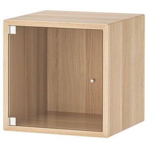 IKEA EKET wall cabinet with glass door, 13 3/4x13 3/4x13 3/4 in White Stained Oak Effect, Ikea Outlet | 7128YCPUZ