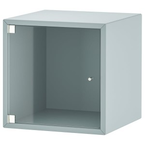 IKEA EKET wall cabinet with glass door, 13 3/4x13 3/4x13 3/4 in Light Gray / Blue, Ikea Outlet | 3187DKUQX