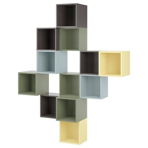 IKEA EKET wall-mounted cabinet combination, 68 7/8x13 3/4x82 5/8 in Multicolor / Dark Gray, Ikea Outlet | 8467TAZRU