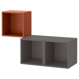 IKEA EKET wall-mounted cabinet combination, 41 3/8x13 3/4x27 1/2 in Red / Brown / Dark Gray, Ikea Outlet | 9016BLDXO