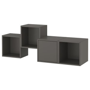 IKEA EKET wall-mounted cabinet combination, 55 1/8x13 3/4x20 7/8 in Dark Gray, Ikea Outlet | 9351JETYZ