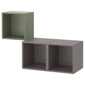 IKEA EKET wall-mounted cabinet combination, 41 3/8x13 3/4x27 1/2 in Gray / Green / Dark Gray, Ikea Outlet | 7908NJDHL