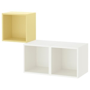 IKEA EKET wall-mounted cabinet combination, 41 3/8x13 3/4x27 1/2 in Pale Yellow / White, Ikea Outlet | 8213SZDJN