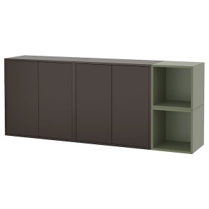 IKEA EKET wall-mounted cabinet combination, 68 7/8x13 3/4x27 1/2 in Dark Gray / Gray / Green, Ikea Outlet | 3520URXEA