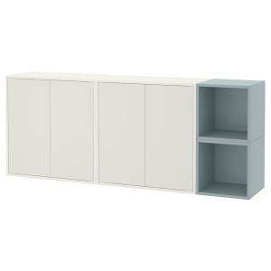 IKEA EKET wall-mounted cabinet combination, 68 7/8x13 3/4x27 1/2 in White / Light Gray / Blue, Ikea Outlet | 2761XPWBR