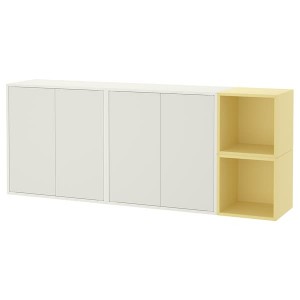 IKEA EKET wall-mounted cabinet combination, 68 7/8x13 3/4x27 1/2 in White / Pale Yellow, Ikea Outlet | 9806SKORX