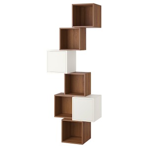 IKEA EKET wall-mounted cabinet combination, 31 1/2x13 3/4x82 5/8 in Walnut Effect / White, Ikea Outlet | 4927FSHEV