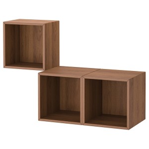 IKEA EKET wall-mounted cabinet combination, 41 3/8x13 3/4x27 1/2 in Walnut Effect, Ikea Outlet | 3486UVZSW