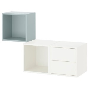IKEA EKET wall-mounted storage combination, 41 3/8x13 3/4x27 1/2 in White / Light Gray / Blue, Ikea Outlet | 0765UIOXH