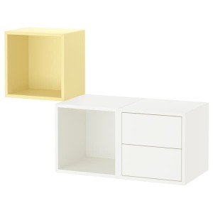 IKEA EKET wall-mounted storage combination, 41 3/8x13 3/4x27 1/2 in White / Pale Yellow, Ikea Outlet | 3578ZXPHQ