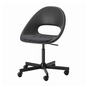 IKEA ELDBERGET / MALSKÄR swivel chair + pad, black Dark Gray / Black, Ikea Outlet | 0617KEABW