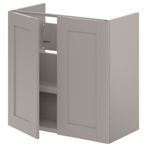 IKEA ENHET Bathroom vanity with 2 doors, 24x12 3/4x24 in Gray / Gray Frame, Ikea Outlet | 9814HWNDO
